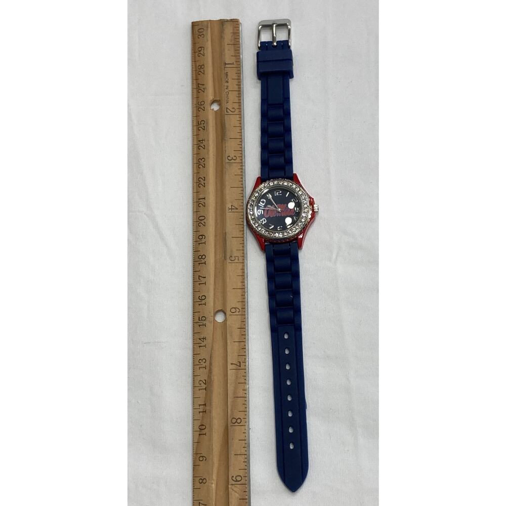 Ole Miss Rebels Ladies Crystals Watch, Blue Silicone Band, Officially Licensed - Picture 2 of 4